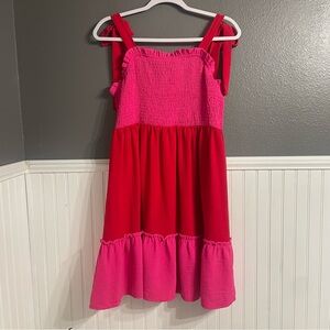 JODIFL Kids Casual Dress - Red and Pink